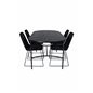 Skate Oval Dining Table , Black Black Veneer+Muce Dining Chair , Black Legs , Black Fabric_4