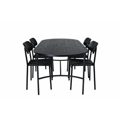 Skate Oval Dining Table , Black Black Veneer+Polly Dining Chair , Black Black_4