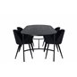 Skate Oval Dining Table , Black Black Veneer+Velvet Dining Chiar , Black legs, Black Fabric_4