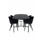 Skate Oval Dining Table , Black Black Veneer+Velvet Dining Chiar , Black legs, Black Fabric_4