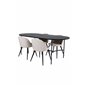 Skate Oval Dining Table - Black / Black Veneer+Velvet Stitches Chair - Black / Beige Velvet_4