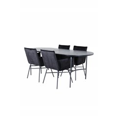 Skate Oval Dining Table - Black / Black Veneer+Pippi Chair - Black / Black Velvet_4