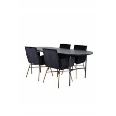 Skate Oval Dining Table - Black / Black Veneer+Pippi Chair - Distressed Copper / Black Velvet_4