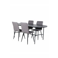 Skate Oval Dining Table - Black / Black Veneer+Windu Lyx Chair - Black / Grey Micro Fibre_4