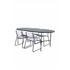 Skate Oval Spisebord - Sort / Sort Finer + Kenth Chair - Sort / Lysegrå Velvet_4