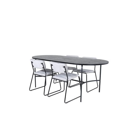 Skate Oval Spisebord - Sort / Sort Finer + Kenth Chair - Sort / Lysegrå Velvet_4