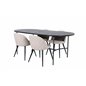 Skate Oval Dining Table - Black / Black Veneer+Velvet Stitches Chair - Black / Beige Fabric (Polyester linen )_4