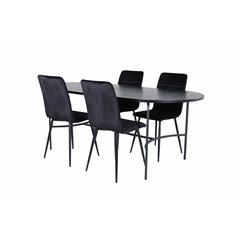 Skate Oval Dining Table - Black / Black Veneer+Windu Lyx Chair - Black / Black Velvet_4