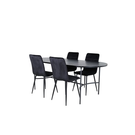 Skate Oval Spisebord - Sort / Sort Finer + Windu Luxury Chair - Sort / Sort Velvet_4