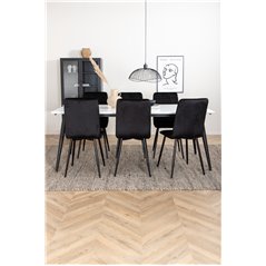 Jimmy Dining Table , Black White HPL+Windu Lyx Chair , Black Black Velvet_6