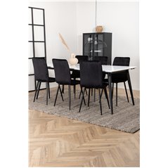 Jimmy Dining Table , Black White HPL+Windu Lyx Chair , Black Black Velvet_6