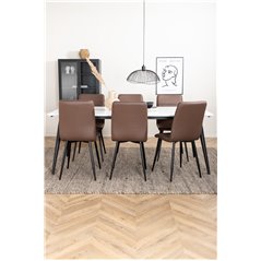 Jimmy Dining Table , Black White HPL+Windu Lyx Chair , Black Brown Micro Fibre_6