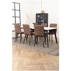 Jimmy Dining Table , Black White HPL+Windu Lyx Chair , Black Brown Micro Fibre_6