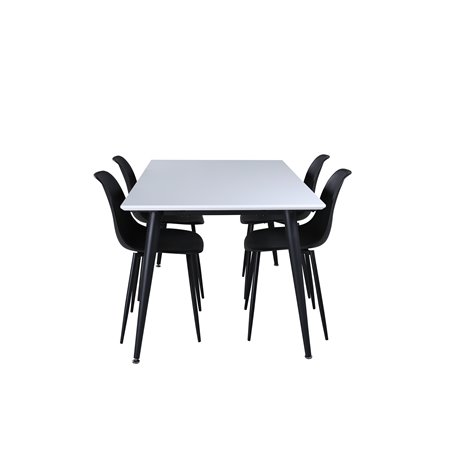 Jimmy Dining Table , Black White HPL+Polar Plastic Dining Chair , Black Legs Black Plastic_4