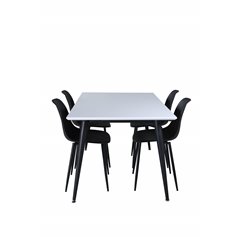 Jimmy Dining Table , Black White HPL+Polar Plastic Dining Chair , Black Legs Black Plastic_4