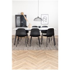 Jimmy Dining Table , Black White HPL+Arctic Dining Chair , Black Legs , Black Plastic_6