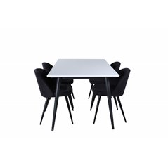 Jimmy Dining Table , Black White HPL+Velvet Dining Chiar , Black legs, Black Fabric_4