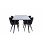 Jimmy Dining Table , Black White HPL+Velvet Dining Chiar , Black legs, Black Fabric_4