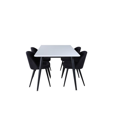 Jimmy Dining Table , Black White HPL+Velvet Dining Chiar , Black legs, Black Fabric_4