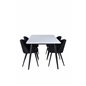 Jimmy Dining Table , Black White HPL+Velvet Dining Chiar , Black legs, Black Fabric_4