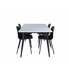 Jimmy Dining Table , Black White HPL+Arctic Dining Chair , Black Legs , Black Plastic_4