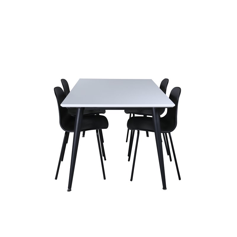 Jimmy Dining Table , Black White HPL+Arctic Dining Chair , Black Legs , Black Plastic_4