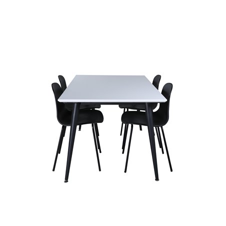 Jimmy Dining Table , Black White HPL+Arctic Dining Chair , Black Legs , Black Plastic_4