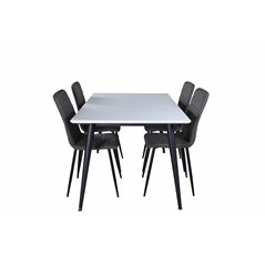 Jimmy Dining Table , Black White HPL+Windu Lyx Chair , Black Grey Micro Fibre_4