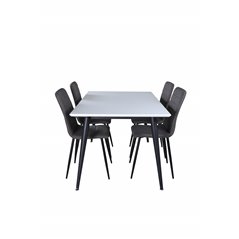 Jimmy Dining Table , Black White HPL+Windu Lyx Chair , Black Grey Micro Fibre_4