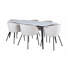 Jimmy Dining Table - Black / White HPL+Berit Chair - Black / Beige Velvet_6