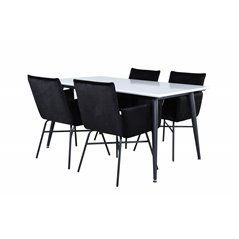 Jimmy Dining Table - Black / White HPL+Pippi Chair - Black / Black Velvet_4