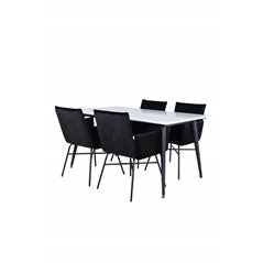 Jimmy Dining Table - Black / White HPL+Pippi Chair - Black / Black Velvet_4