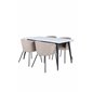 Jimmy Dining Table - Black / White HPL+Berit Chair - Black / Beige Fabric (Polyester linen )_4
