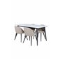 Jimmy Dining Table - Black / White HPL+Velvet Stitches Chair - Black / Beige Fabric (Polyester linen )_4