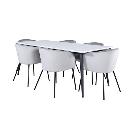 Jimmy Dining Table - Black / White HPL+Berit Chair - Black / Light Grey Velvet_6
