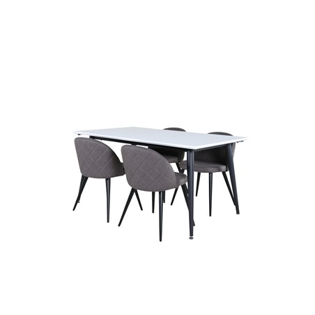 Jimmy Dining Table - Black / White HPL+Velvet Stitches Chair - Black / Grey Micro Fibre_4