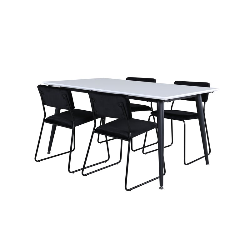 Jimmy Dining Table - Black / White HPL+Kenth Chair - Black / Black Velvet_4