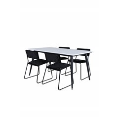 Jimmy Dining Table - Black / White HPL+Kenth Chair - Black / Black Velvet_4