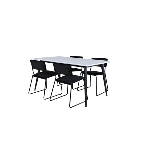 Jimmy Dining Table - Black / White HPL+Kenth Chair - Black / Black Velvet_4