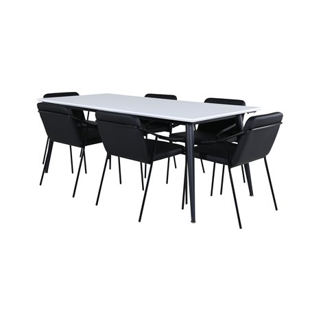 Jimmy Dining Table - Black / White HPL+Tvist Chair - Black / Black PU_6