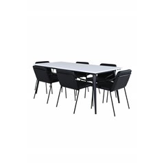 Jimmy Dining Table - Black / White HPL+Tvist Chair - Black / Black PU_6