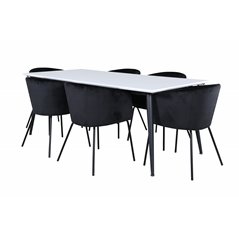 Jimmy Dining Table - Black / White HPL+Berit Chair - Black / Black Velvet_6