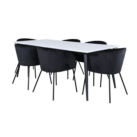 Jimmy Dining Table - Black / White HPL+Berit Chair - Black / Black Velvet_6