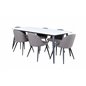 Jimmy Dining Table - Black / White HPL+Velvet Stitches Chair - Black / Grey Micro Fibre_6