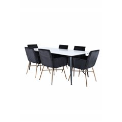 Jimmy Dining Table - Black / White HPL+Pippi Chair - Distressed Copper / Black Velvet_6