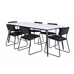 Jimmy Dining Table - Black / White HPL+Kenth Chair - Black / Black Velvet_6