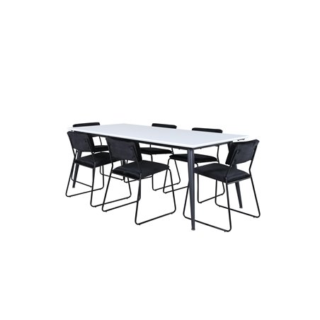 Jimmy Dining Table - Black / White HPL+Kenth Chair - Black / Black Velvet_6