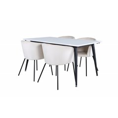 Jimmy Dining Table - Black / White HPL+Berit Chair - Black / Beige Velvet_4