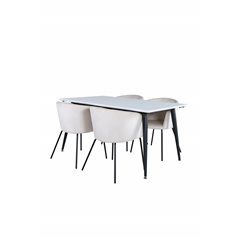 Jimmy Dining Table - Black / White HPL+Berit Chair - Black / Beige Velvet_4