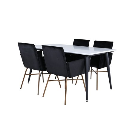 Jimmy Dining Table - Black / White HPL+Pippi Chair - Distressed Copper / Black Velvet_4